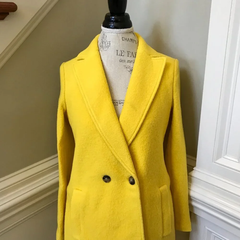 NWT JCrew Daphne Topcoat Coat Womens 0 Yellow Boiled Wool BT996 Jacket NEW
